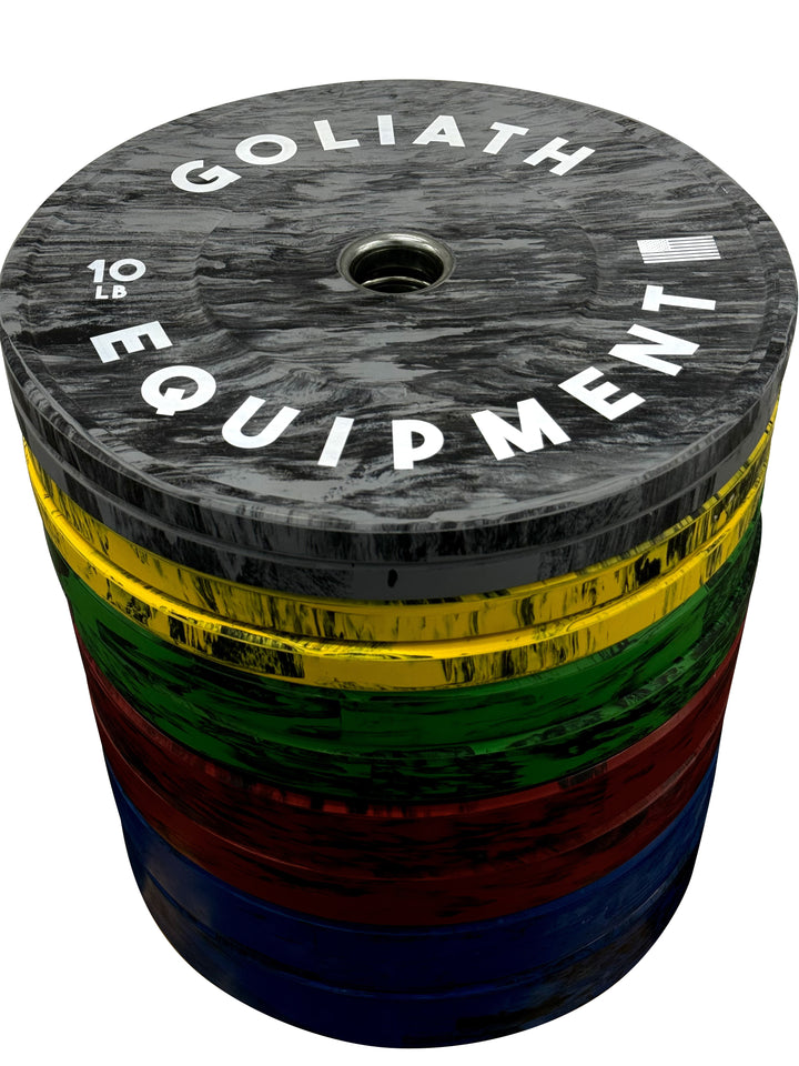 COLOR-CODED COMMERCIAL BUMPER PLATE SET – 260 LB OLYMPIC WEIGHT SET (10–45 LB)