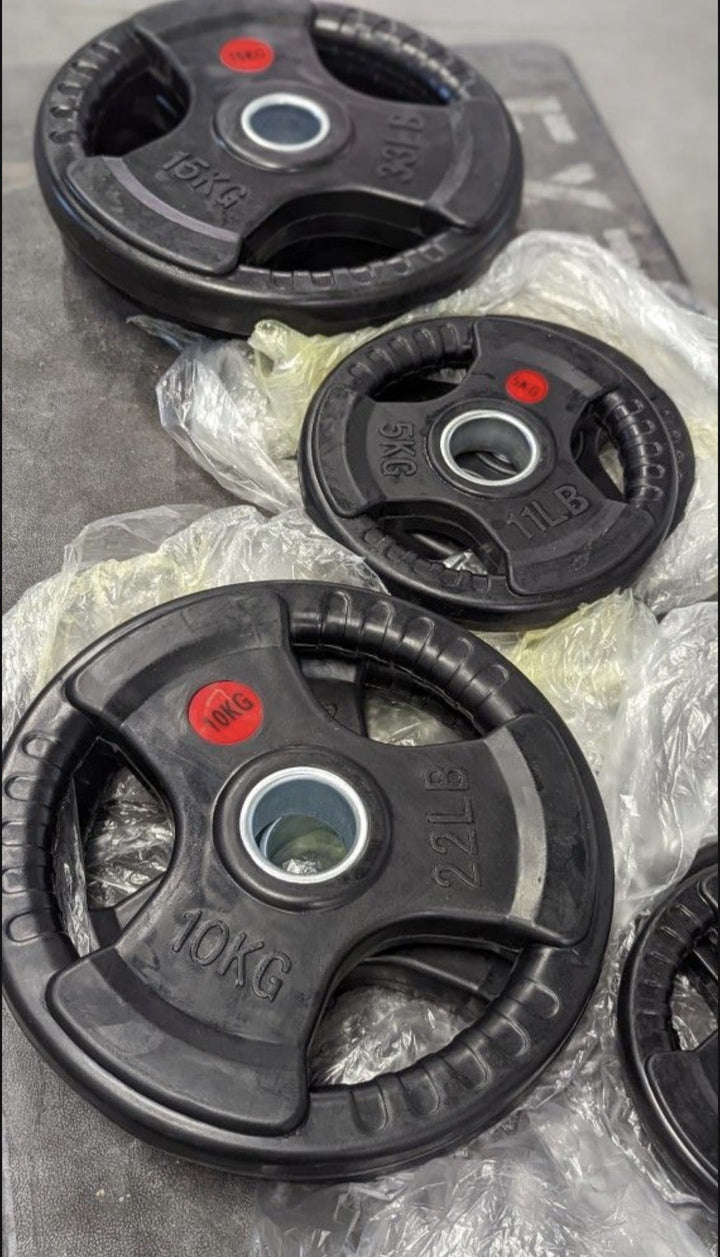 Rubber Grip Weight Plate Set – 231 lb (105 kg) Commercial Grade Olympic Plates for Home & Gym