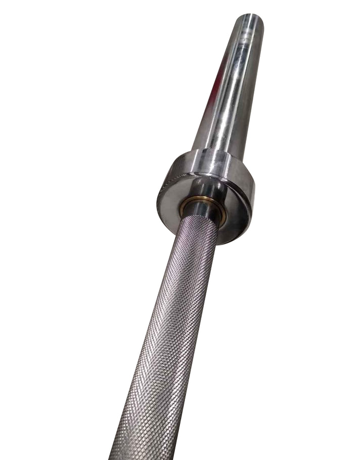 Goliath Titan Olympic Barbell – 1000LB Capacity, 7FT A3 Steel, Dual Bearings, Center Knurl, Chrome Finish + Collars