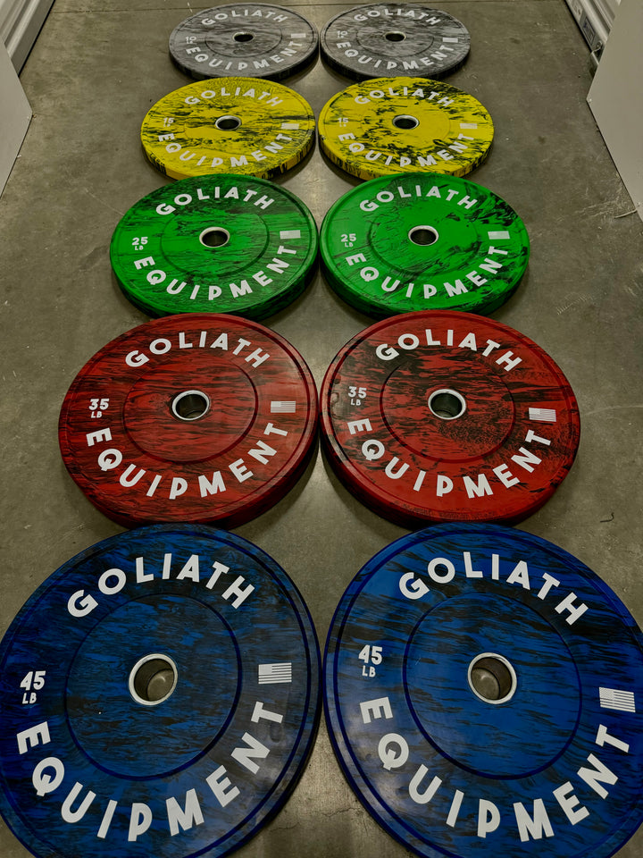 Colored Bumper Plate Set – 260 lb Olympic Weight Plates for CrossFit & Powerlifting